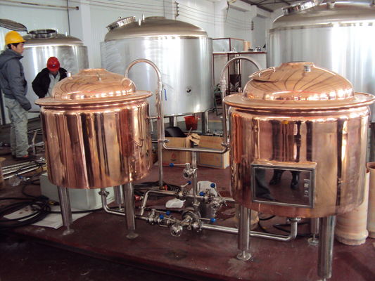 Qualität  Automatic Red Copper Brewing Equipment Small Scale Brewery For Pub Draft usine