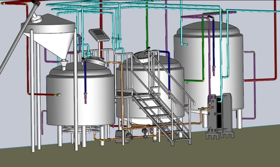 Elektrische/Dampf Minimicrobrewery-Ausrüstung, 3 teilen Brewpub-Ausrüstung in Phasen ein